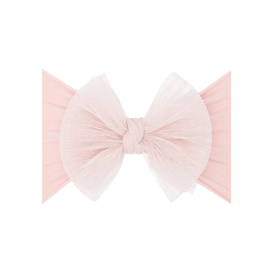 Tulle Fab Headband with Tulle Bow - Pleated Rose Quartz by Baby Bling