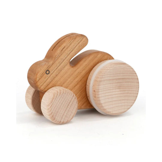 Small Hopping Rabbit Wooden Toy - Natural by Little Poland Gallery