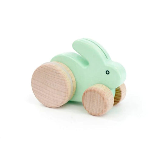 Small Hopping Rabbit Wooden Toy - Mint by Little Poland Gallery