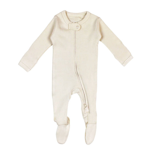 Organic Zipper Footie - Buttercream by Loved Baby