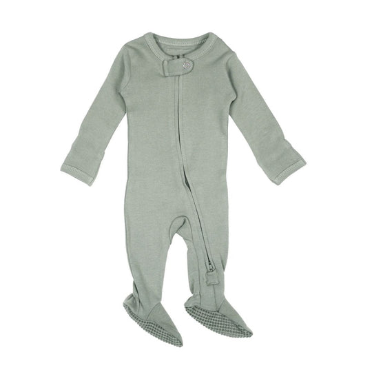 Organic Zipper Footie - Seafoam by Loved Baby