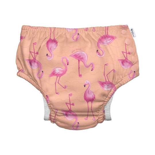 Eco Snap Swim Diaper with Gusset - Coral Flamingos by Green Sprouts