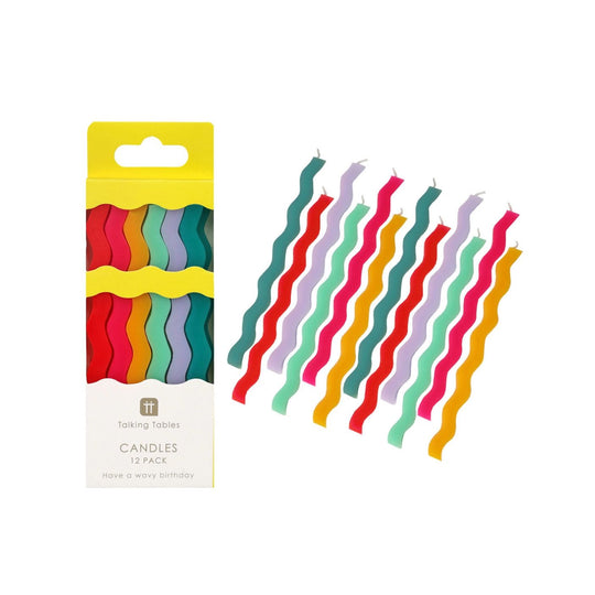 Wavy Tall Birthday Candles - Set of 12 by Talking Tables