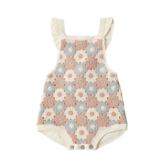 Crochet Romper - Blue, Light Pink, Ivory by Rylee + Cru