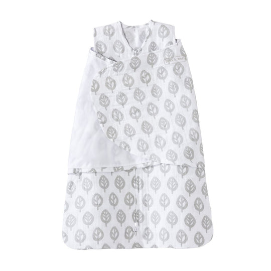 Cotton Muslin SleepSack Swaddle - Gray Leaves by Halo