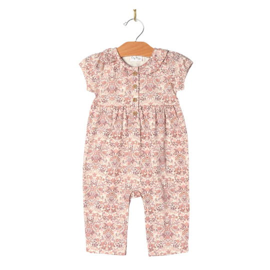 Puff Sleeve Long Romper - Spring Bouquet by City Mouse