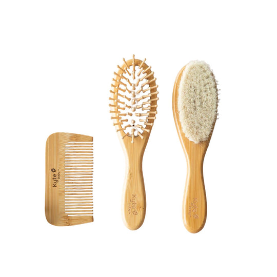 Bamboo Hair Brushes + Comb Set - 3 pieces by Kyte Baby
