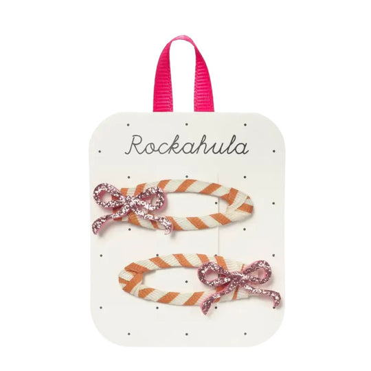 Stripy Glitter Bow Clips by Rockahula Kids