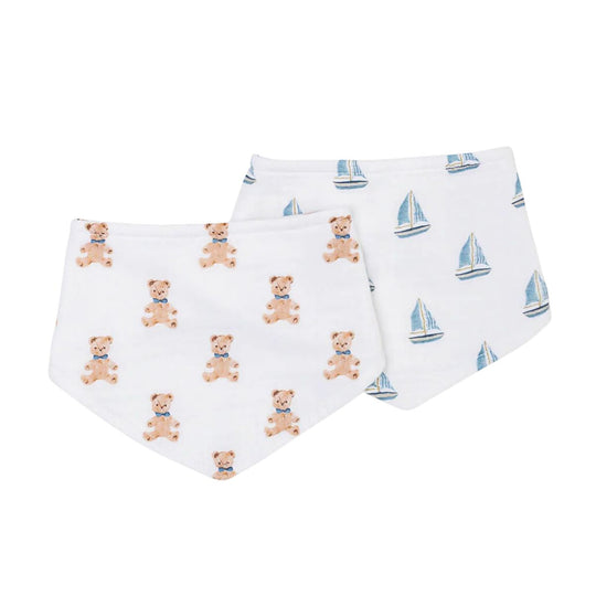 Bandana Bibs Set - Vintage Bears & Sailboats by Lulujo