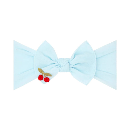 Trimmed Knot Headband - Sky/Cherry Applique by Baby Bling