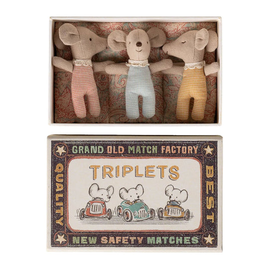 Triplets, Baby Mice in Matchbox - Checker by Maileg