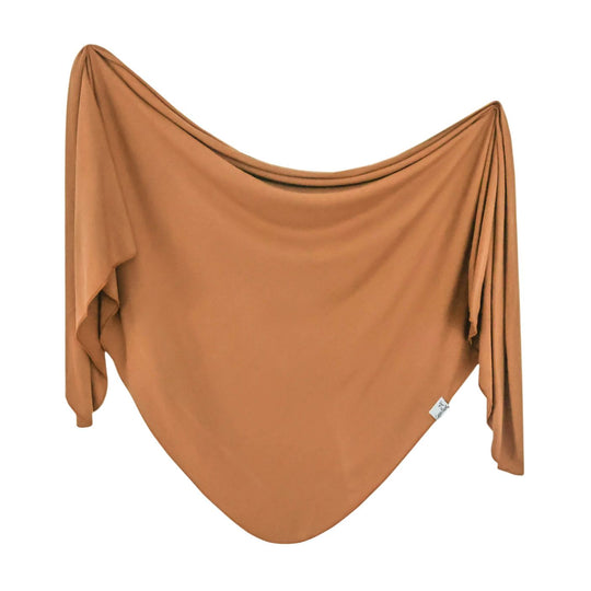 Knit Swaddle Blanket - Camel by Copper Pearl