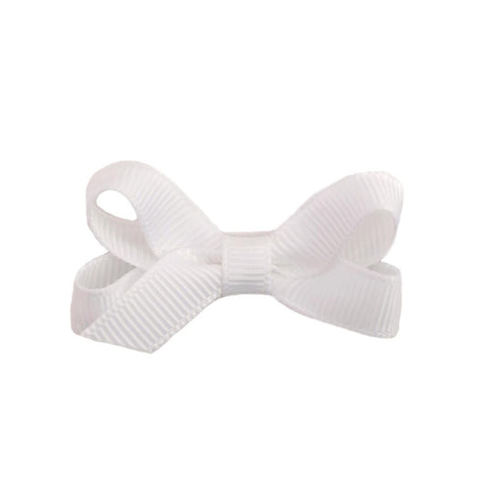 Bridget Classic Grosgrain Baby Hair Bow - White by No Slippy Hair Clippy