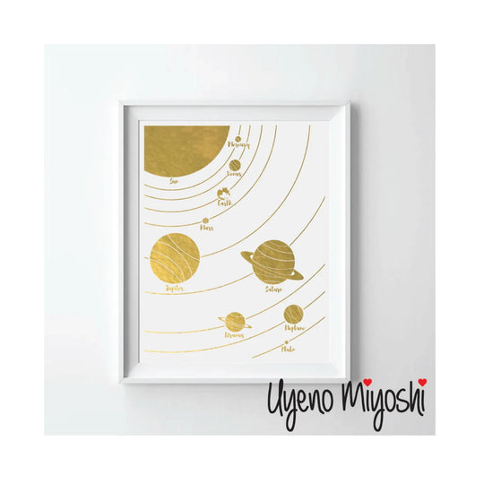 Solar System II - Gold Foil Art Print by Uyeno Miyoshi