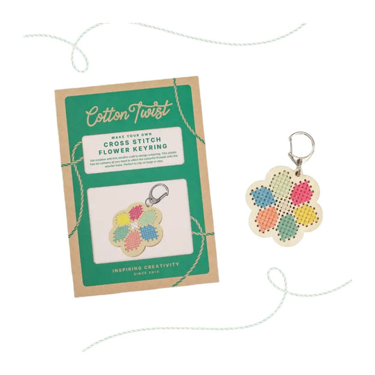 Make Your Own Flower Cross Stitch Keyring by Cotton Twist