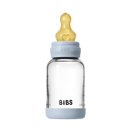 4oz Glass Baby Bottle with Latex Nipple - Baby Blue by BIBS