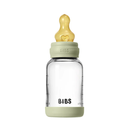 4oz Glass Baby Bottle with Latex Nipple - Sage by BIBS