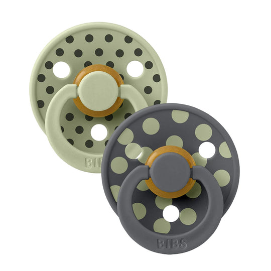 Bibs Studio Pacifier 2 Pack - Sage + Iron Polka Dot