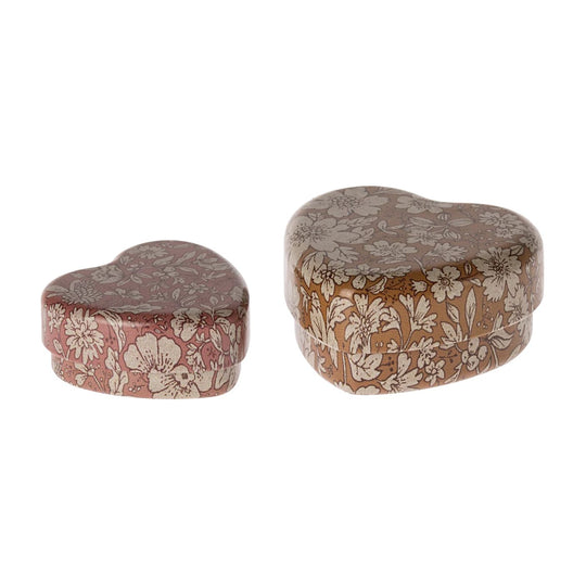 Metal Heart Box 2 Piece Set - Ocher/Heather Blossom by Maileg