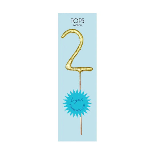 Mini Gold Sparkler Number Birthday Candle - 2 by TOPS Malibu