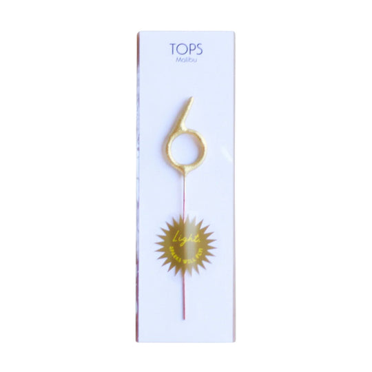 Mini Gold Sparkler Number Birthday Candle - 6 by TOPS Malibu