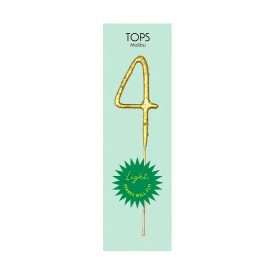 Mini Gold Sparkler Number Birthday Candle - 4 by TOPS Malibu