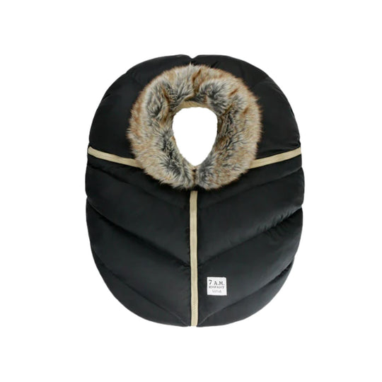 Car Seat Cocoon Tundra - Black Faux Fur by 7AM Enfant