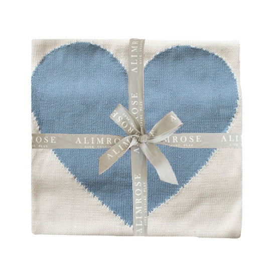 Baby Heart Blanket - Natural + Blue by Alimrose
