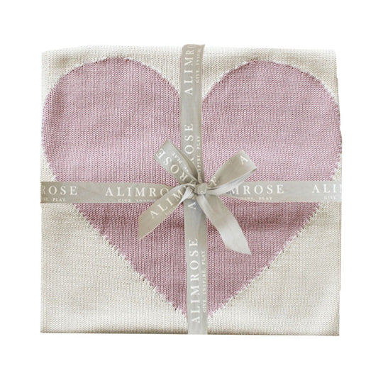 Baby Heart Blanket  - Natural + Pink by Alimrose