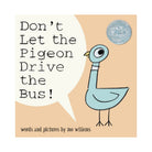 Book cover of 'Don't Let the Pigeon Drive the Bus!' with a blue pigeon and text on a beige background.