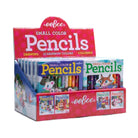 A retail display box of eBoo Small Color Pencil sets, showing multiple colorful pencil packs inside a pink and red display stand on a white background.