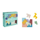 Soft Animal Blocks toy set, showing the mint green packaging box on the left and several colorful animal-shaped wooden blocks on the right against a white background.