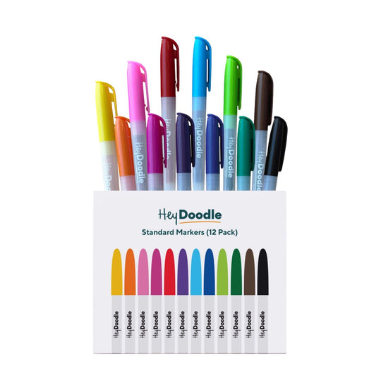 Standard Color Markers - 12 Pack by Hey Doodle