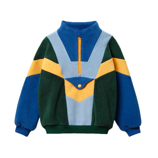 Half Zip Blue Colour Block Polar Fleece by Goldie + Ace