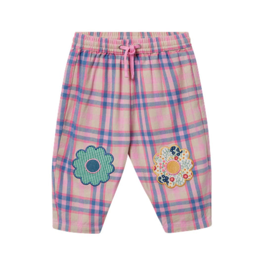 Pink Plaid Knee Patch Kit Pants by Goldie + Ace