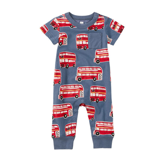 Pocket Baby Romper - Double Decker Bus by Tea Collection