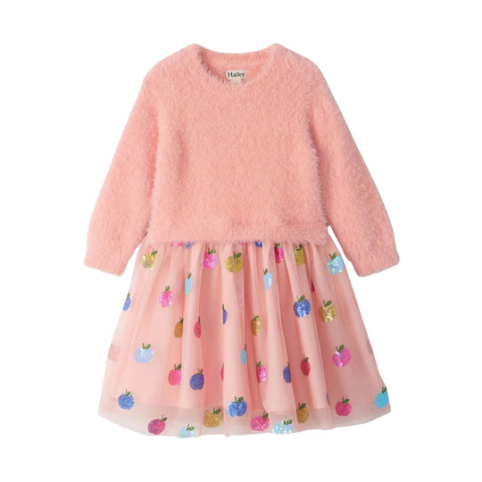 Apple Orchard Sequins Fuzzy Mixed Dress by Hatley