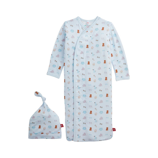 Nursery Nostalgia Blue Modal Magnetic Gown & Hat Set by Magnetic Me