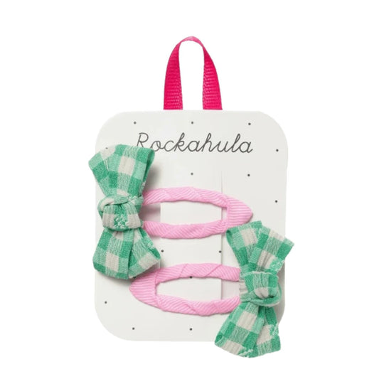 Gertie Gingham Twisty Bow Clips by Rockahula Kids