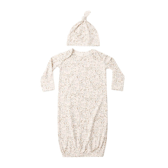 Bamboo Baby Gown + Hat Set - Bloom by Quincy Mae
