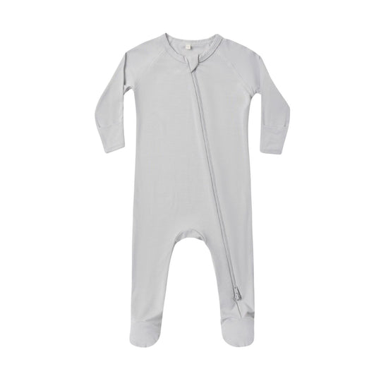 Bamboo Zip Footie - Cloud by Quincy Mae