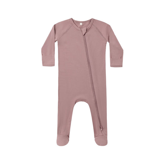 Bamboo Zip Footie - Mulberry by Quincy Mae