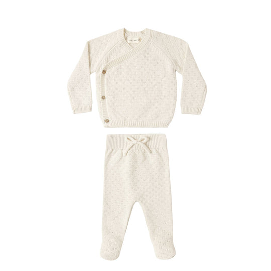 Knit Wrap Top + Pant Set - Natural by Quincy Mae