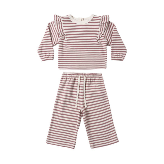 Ruffle Cozy Set - Mulberry Stripe by Quincy Mae