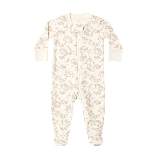 Zip Long Sleeve Sleeper Footie - Floral Vine by Quincy Mae