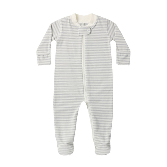 Zip Long Sleeve Sleeper Footie - Cloud Stripe by Quincy Mae