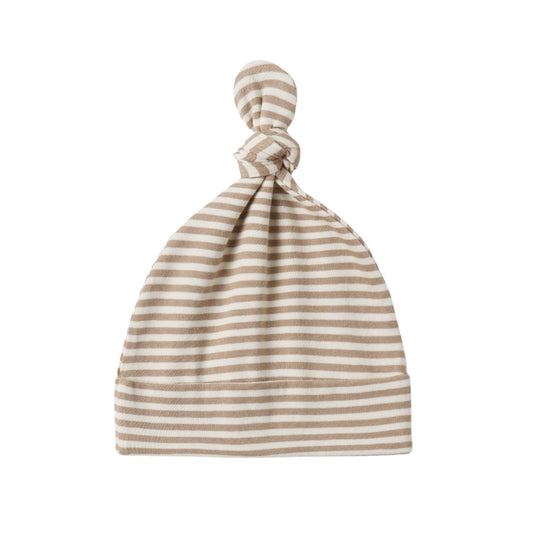 Knotted Baby Hat - Almond Stripe by Quincy Mae