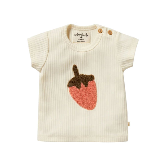 Embroidered Organic Tee - Strawberry Kisses by Wilson & Frenchy - FINAL SALE