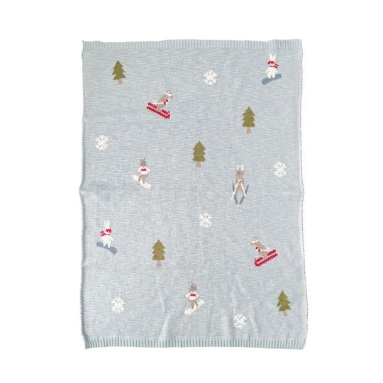 Organic Cotton Blanket - Ski Snowboard by The Blueberry Hill