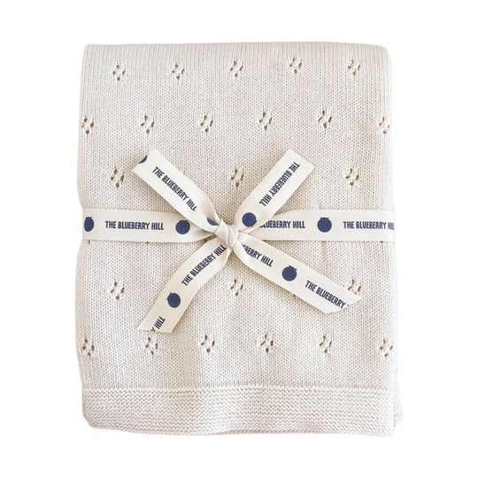 Organic Cotton Heirloom Pique Blanket - Cream by The Blueberry Hill
